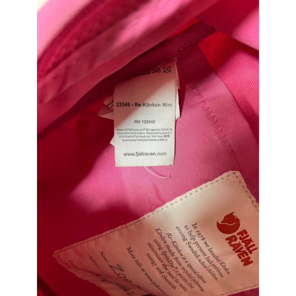 FJALLRAVEN KANKEN RE-KANKEN MINI SPECIAL EDITION BACKPACK - PINK ROSE bag - Picture 9 of 9